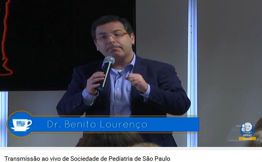 Imagem capturada da internet mostra a transmissão ao vivo da palestra de Benito Lourenço