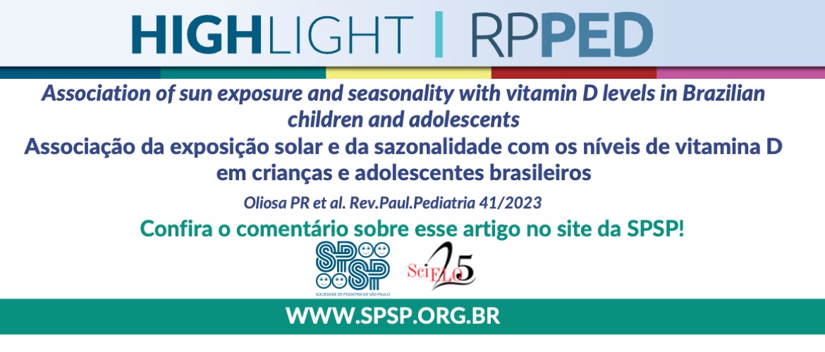RPPED: Baixas concentrações de vitamina D em crianças e adolescentes