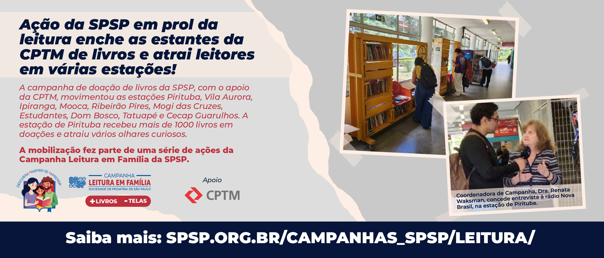 Ação da SPSP em parceria com a CPTM enche estantes de livros em várias estações