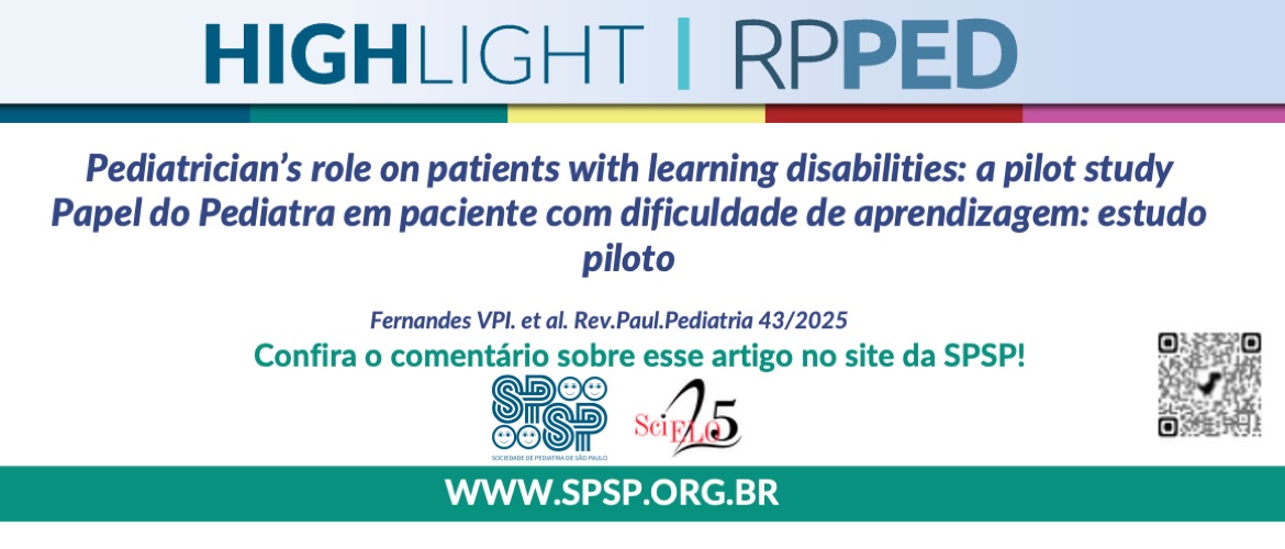 RPPED: Papel do pediatra em paciente com dificuldade de aprendizagem: estudo piloto